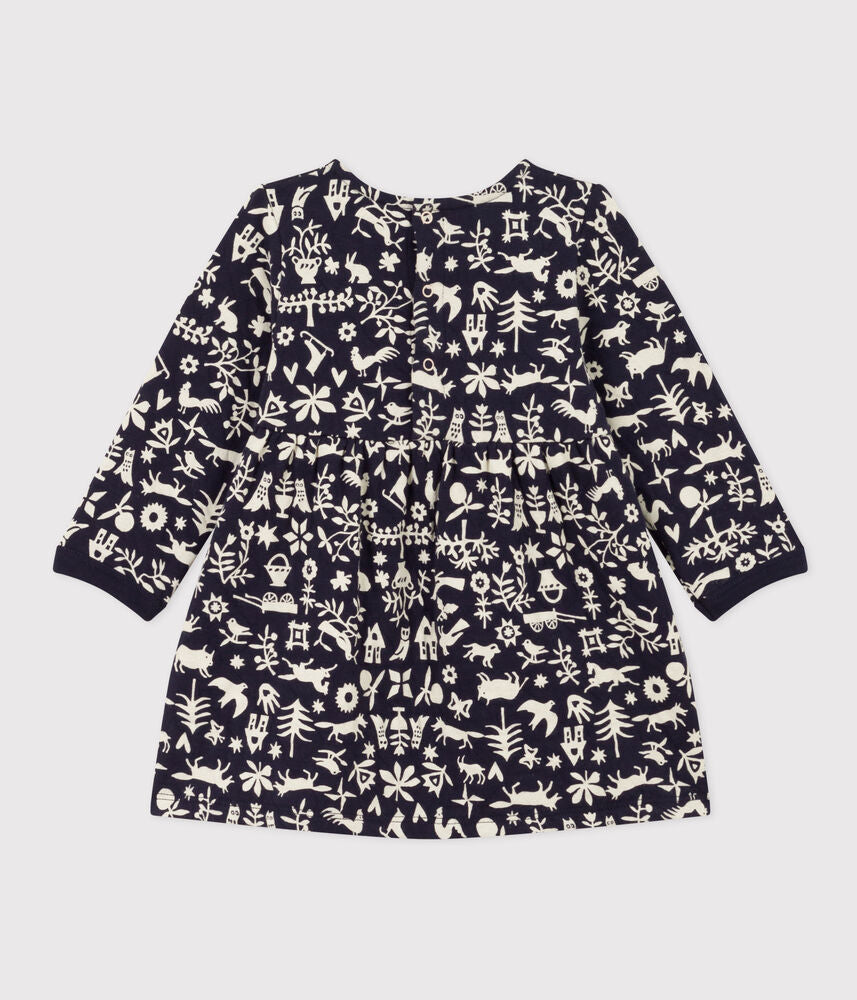 Robe manches longues en tubique matelassé imprimé bébé