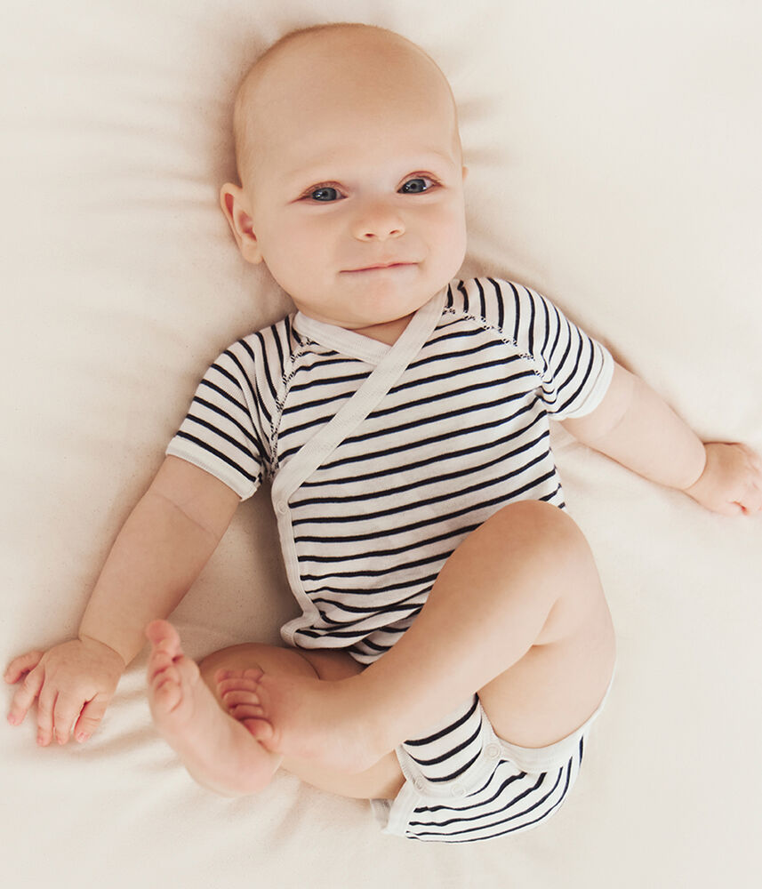 LOT DE 3 BODIES CROISÉS MANCHES COURTES RAYURES BÉBÉ EN COTON