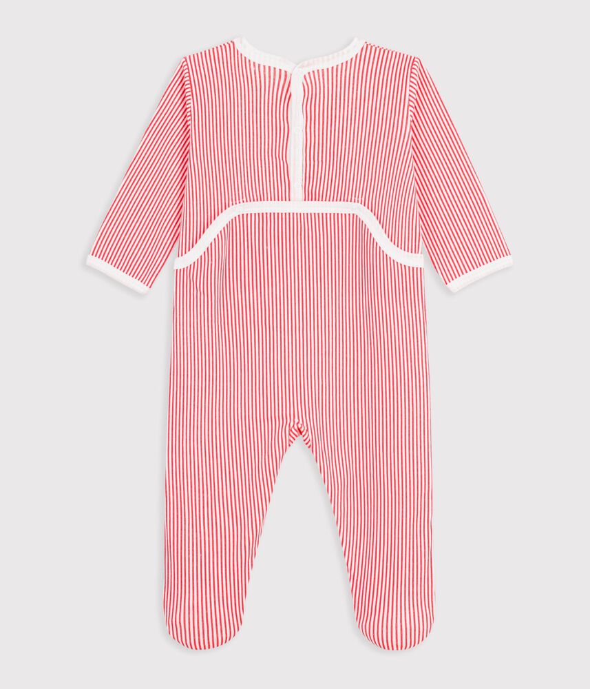 Pyjama bébé en coton ouverture au dos rayé