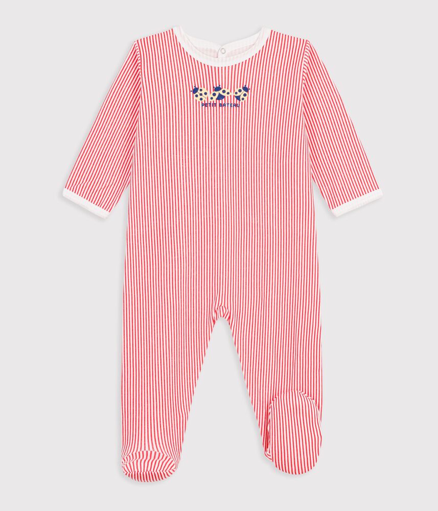 Pyjama bébé en coton ouverture au dos rayé