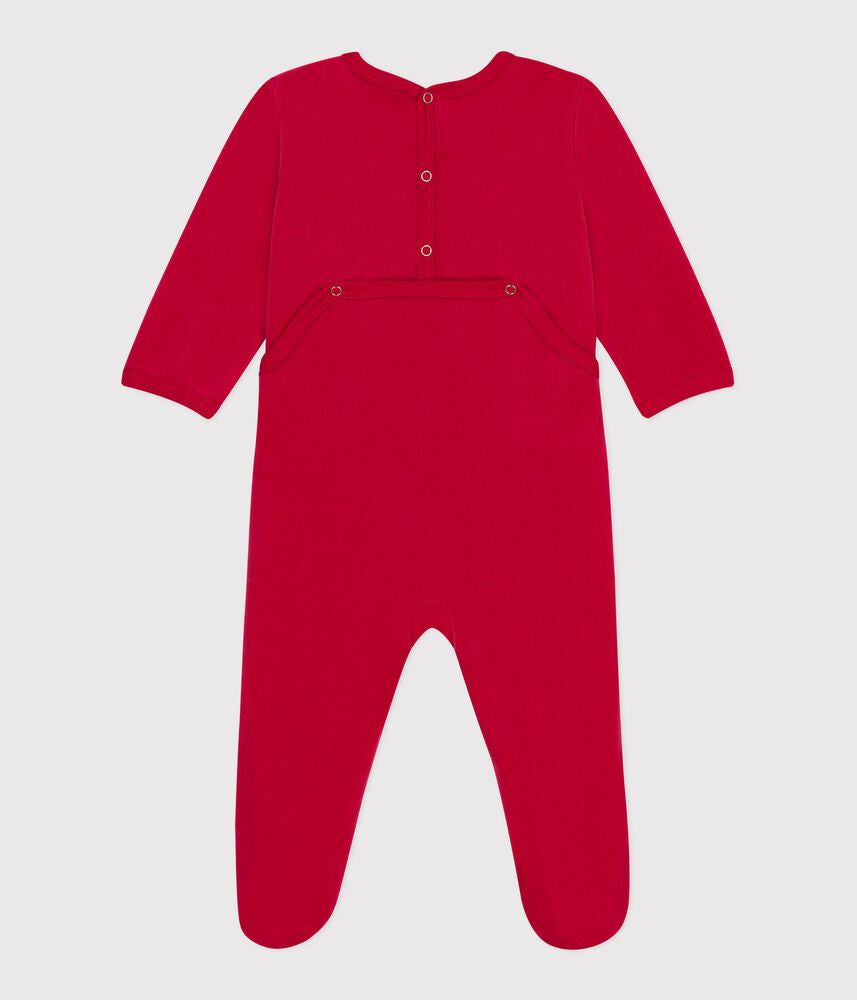 Pyjama bébé en velours ouverture au dos