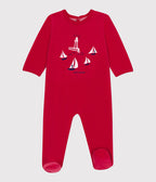 Pyjama bébé en velours ouverture au dos
