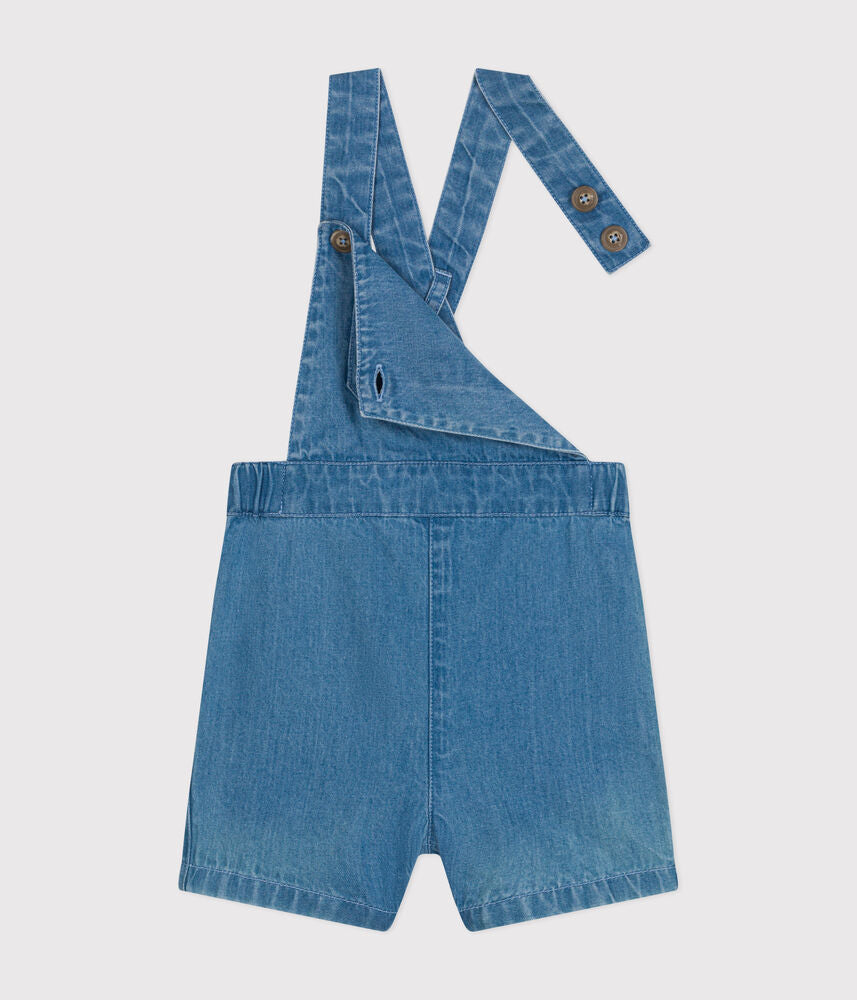 Salopette courte en denim léger bébé