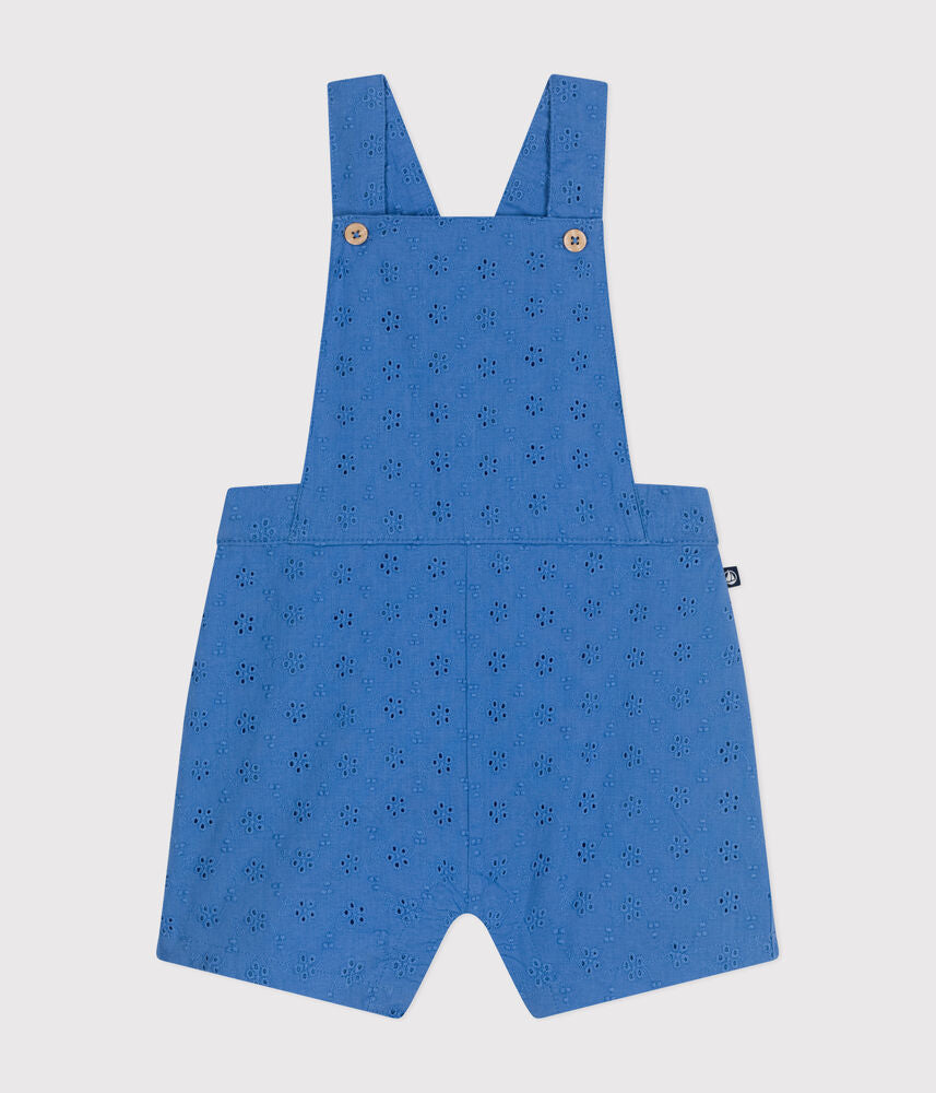 Salopette courte en broderie anglaise bébé