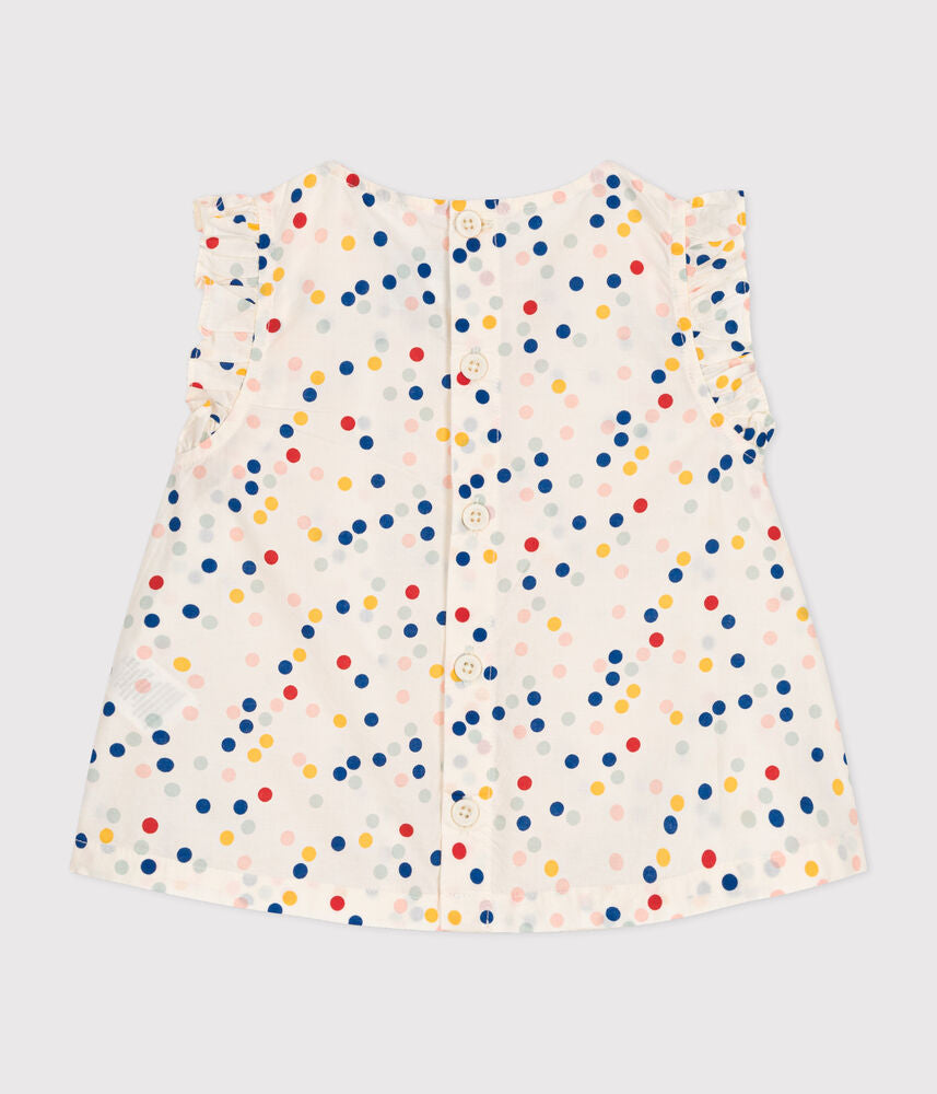Blouse sans manche en popeline bébé