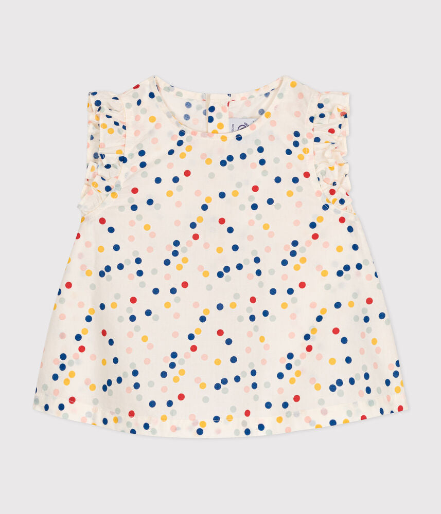 Blouse sans manche en popeline bébé