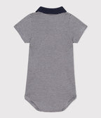 Body manches courtes col polo en coton rayé bébé
