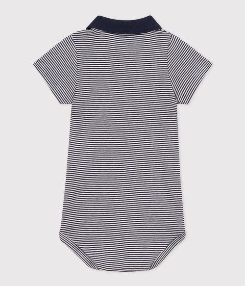 Body manches courtes col polo en coton rayé bébé