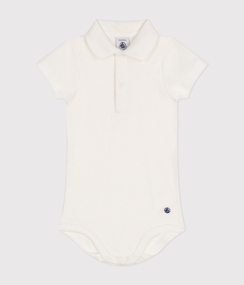 Body manches courtes bébé col polo en coton